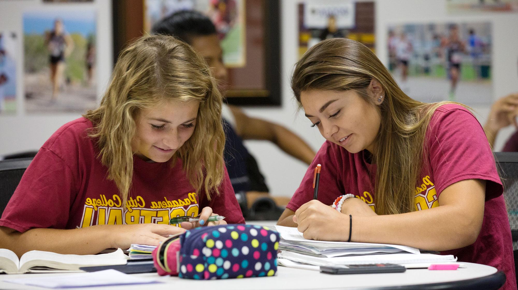 Student athletes work on homework in the Zone